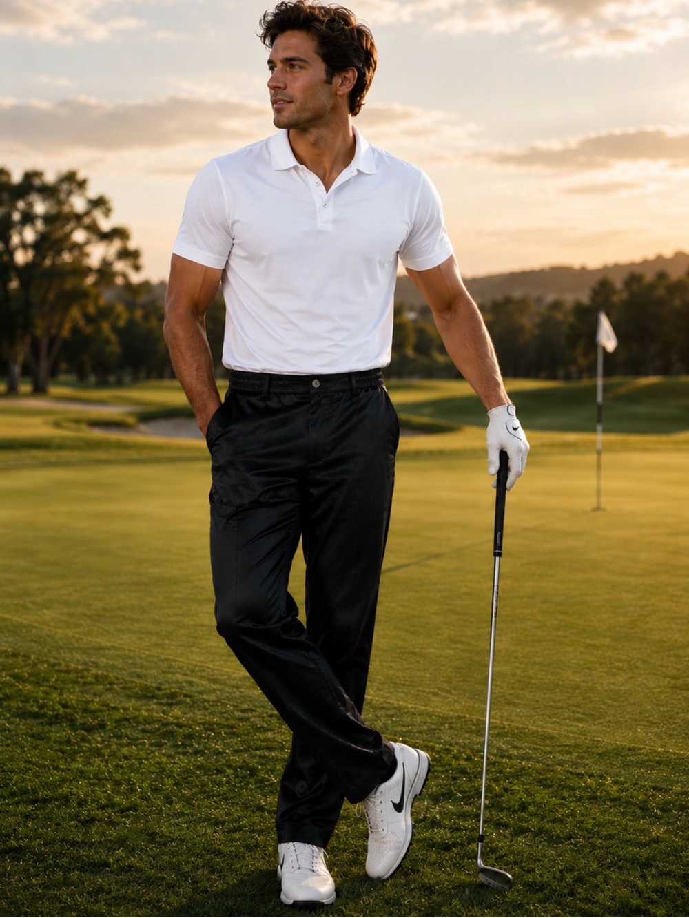 Nike Golf Black Performance Pants Elastic‎ Waist Straight Leg 32x34